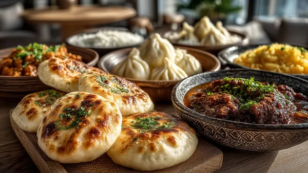 Грузинская кухня традиционные блюда на белом столе