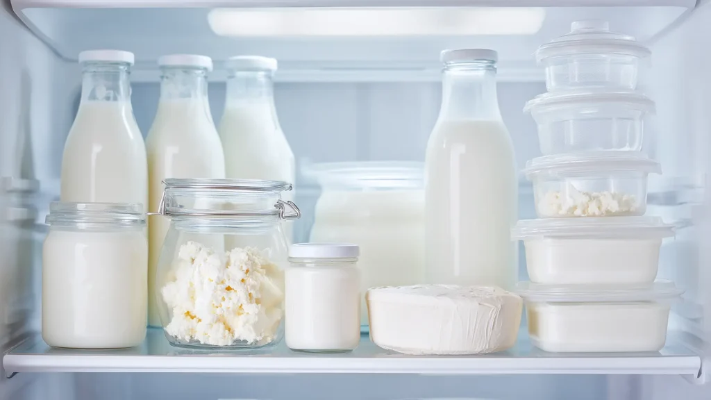 Молочные продукты в закрытой посуде