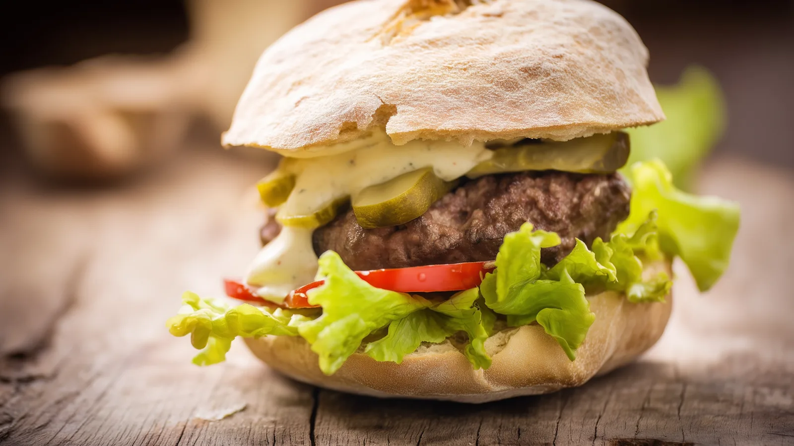 Фото блюда: Говяжий бургер с чиабаттой