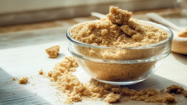 Песочные крошки в миске на деревянной поверхности