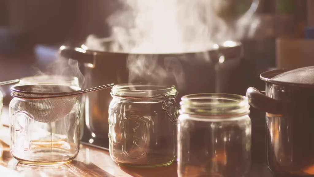 Банки стерилизуются в духовке при 100 градусах
