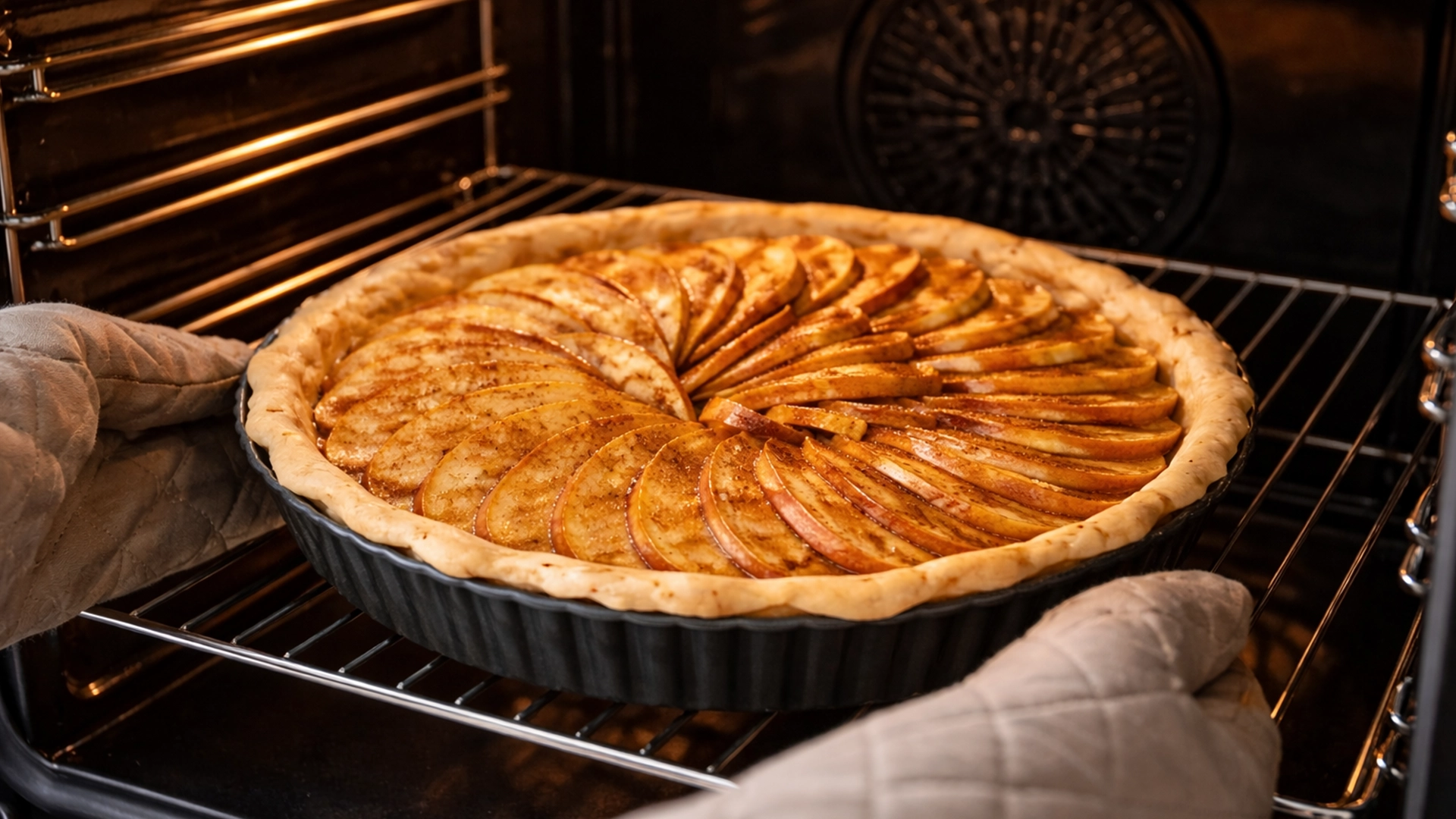 выпекание яблочного пирога в духовке