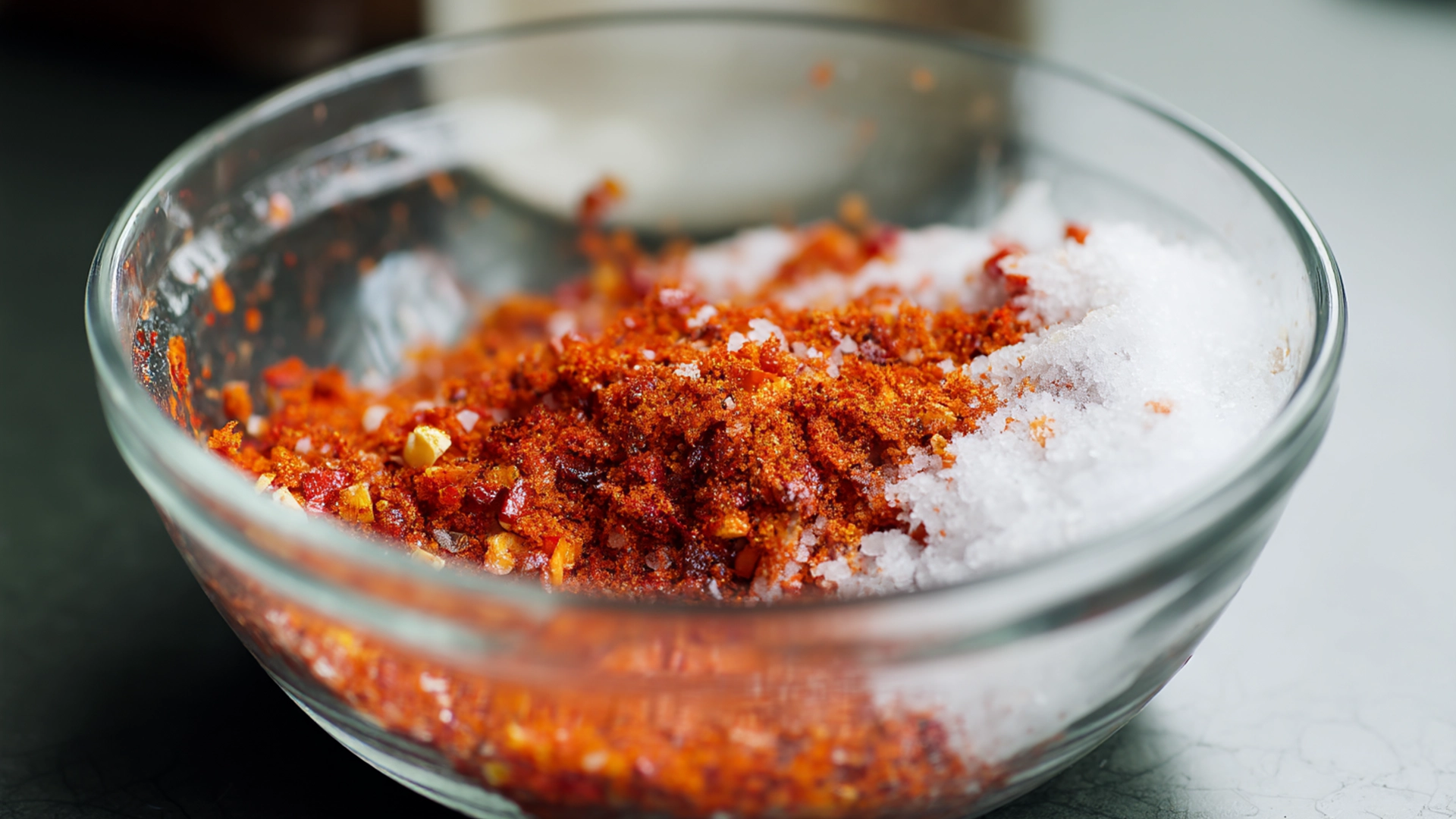 Смесь перца, чеснока, сахара и соли в чаше блендера для ферментации