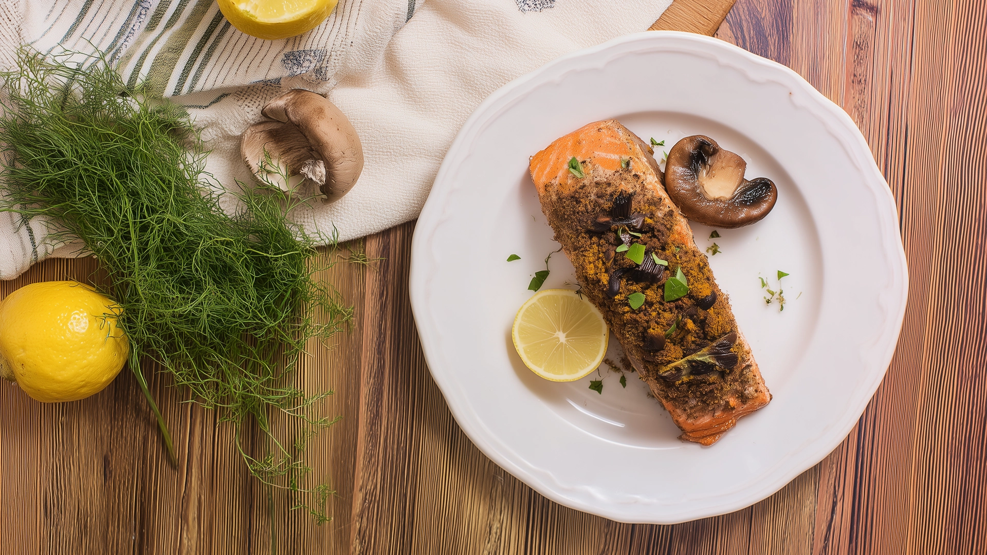 Фото блюда: Кижуч под хлебно грибной шапкой в духовке