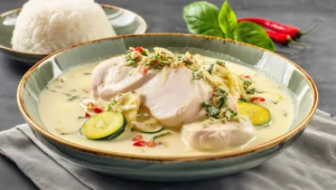 Фото блюда: Куриное филе в кокосово имбирном соусе с овощами и зеленью