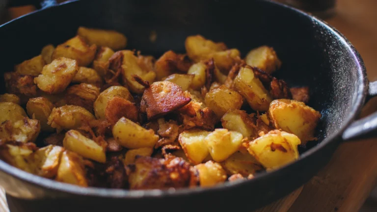 Жареная картошка с салом на сковороде