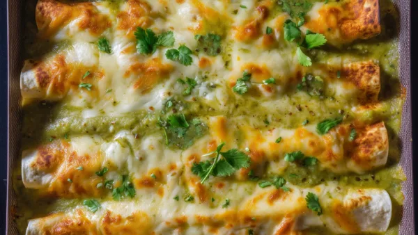 Энчилада с курицей и сыром под соусом из физалиса