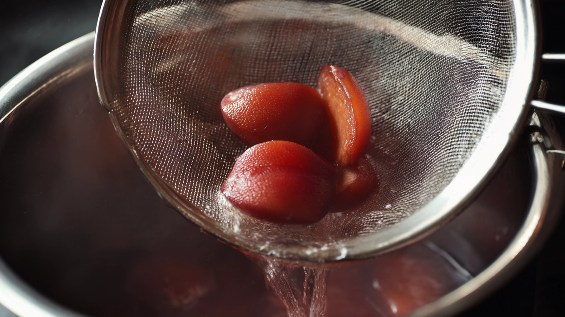 Перетираем сливы через сито для соуса ткемали