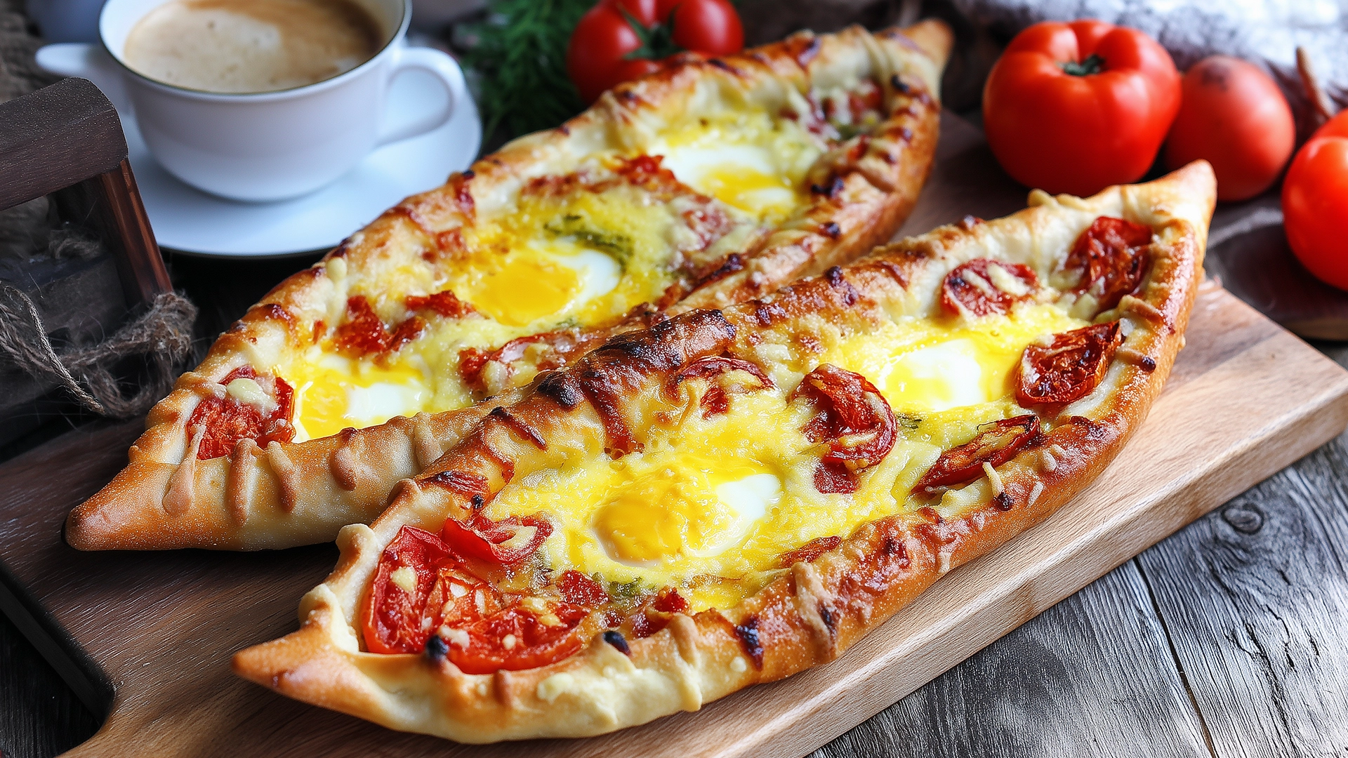 Фото блюда: Пиде с сыром и яйцом по турецкому рецепту