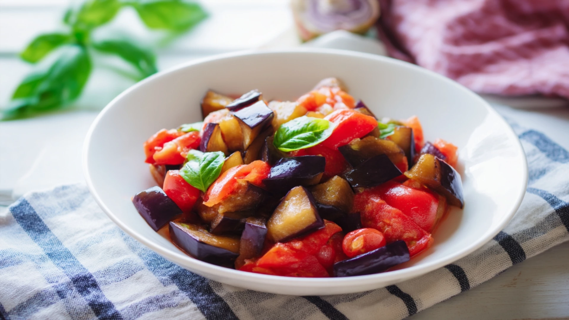 Фото блюда: Баклажаны с томатами и базиликом