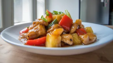 Фото блюда: Цыплёнок с ананасом с ярким сладким вкусом