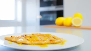 Фото блюда: Сочный эскалоп с ярким лимонным маслом