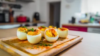 Фото рецепта: Фаршированные яйца в сетке – как приготовить и калорийность