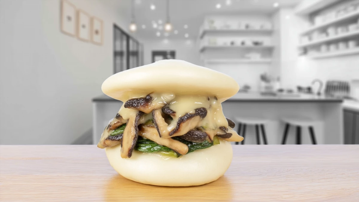 Фото блюда: Грибной бургер с кремовым соусом