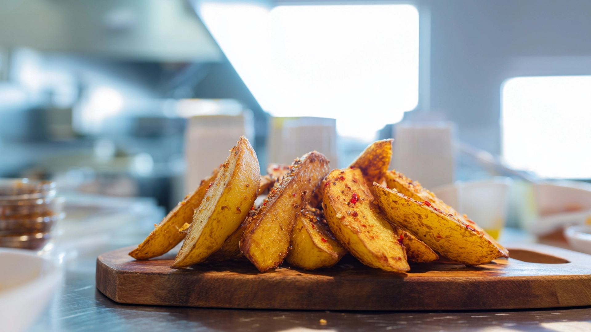 Фото блюда: Картофель по деревенски с огненной заправкой