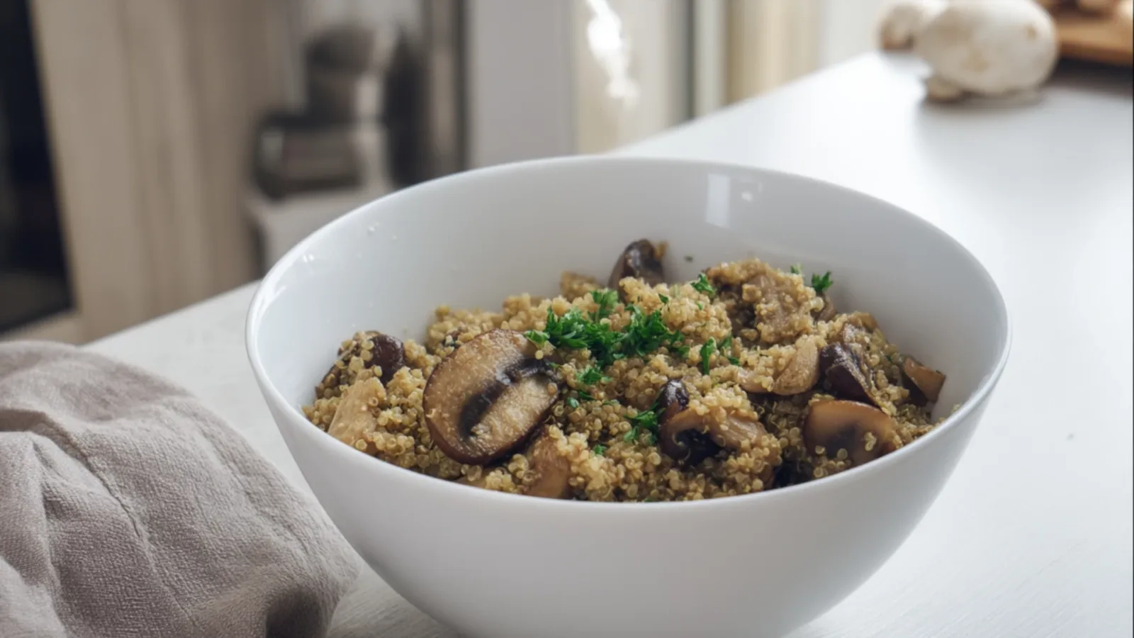 Фото блюда: Киноа с грибами и мягким луком для уютного обеда