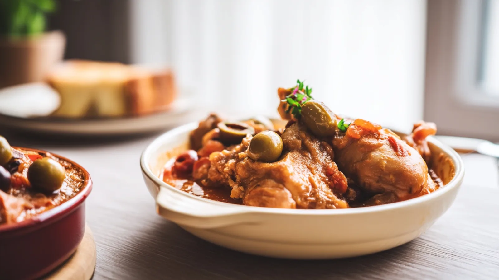 Фото блюда: Испанская курица с паприкой и оливками в ароматном томатном соусе