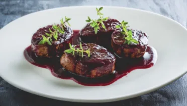 Фото рецепта Медальоны из говядины с ягодным соусом — рецепт