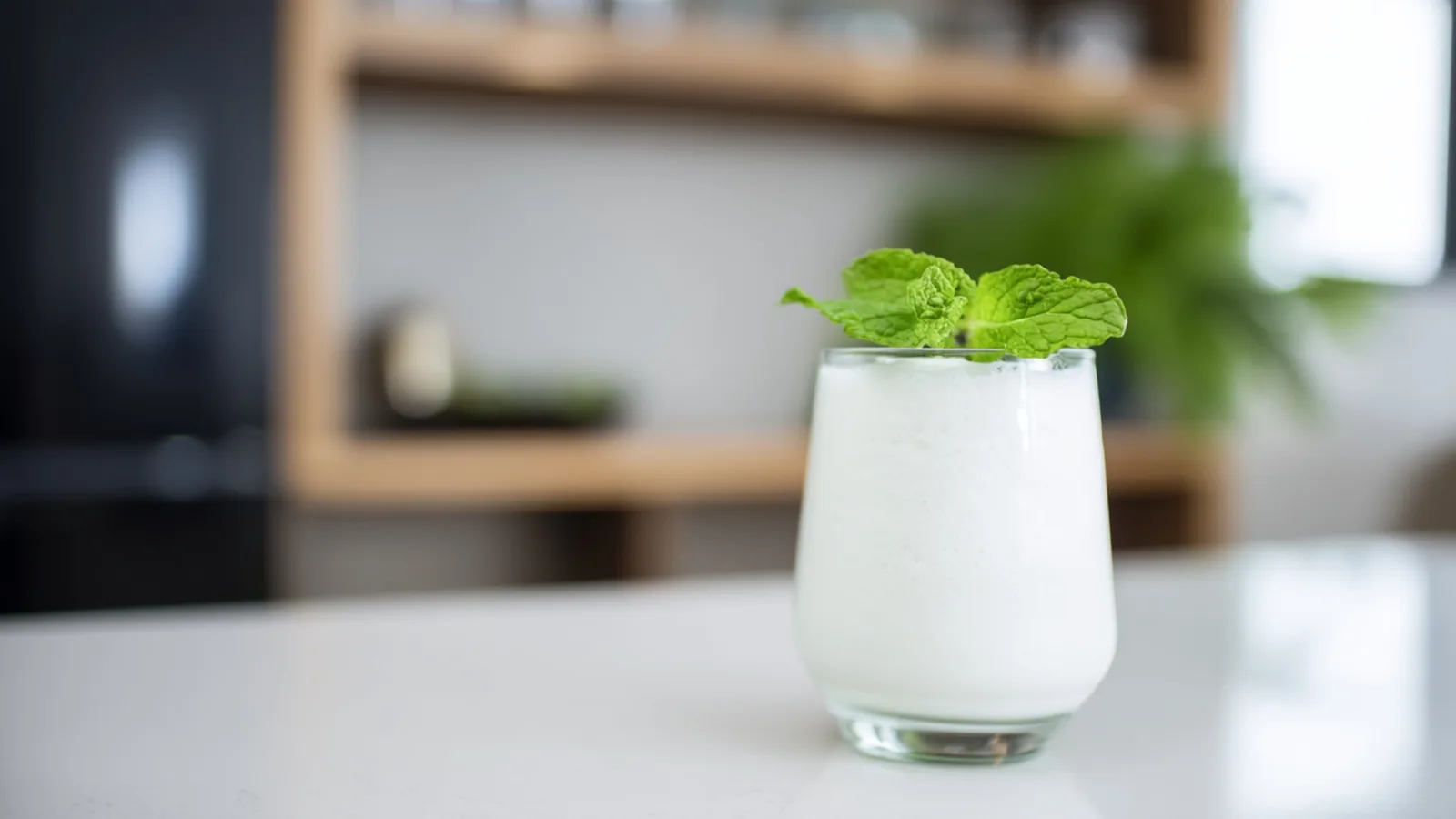 Фото блюда: Свежий мятный смузи на миндальном молоке для бодрого утра