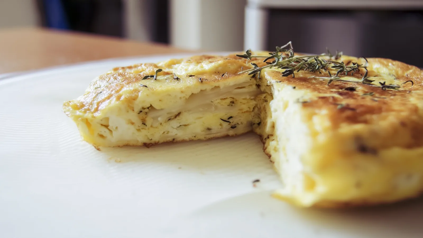 Фото блюда: Нежный омлет с чабрецом и тягучим сыром