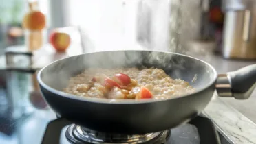 Фото рецепта Нежная овсяная каша на яблочном соке с ярким вкусом