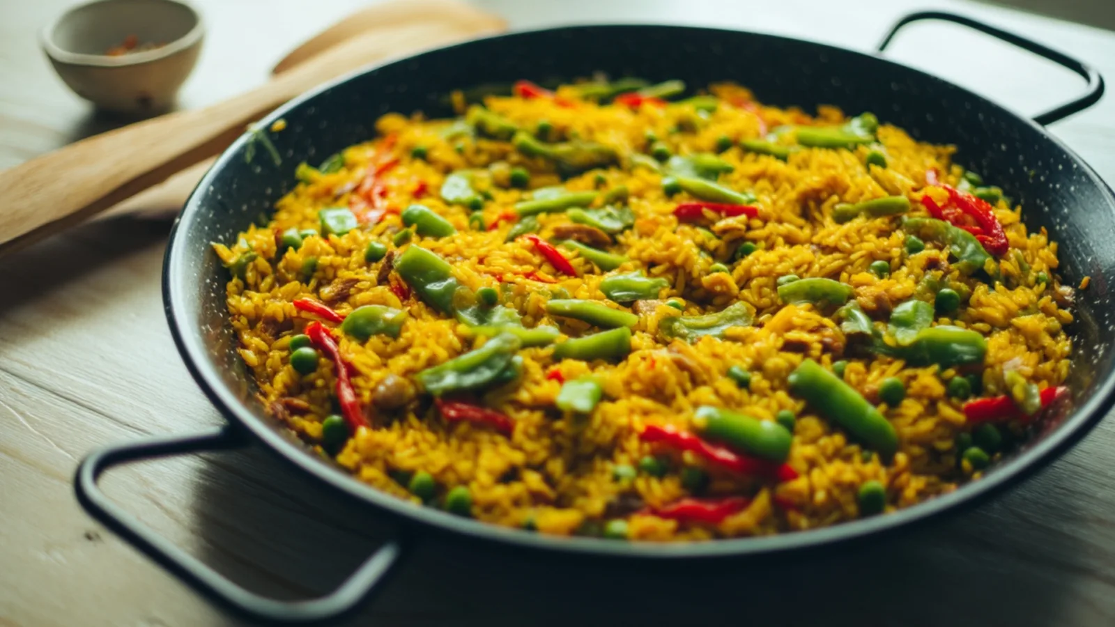 Фото блюда: Яркая овощная паэлья с ароматом шафрана