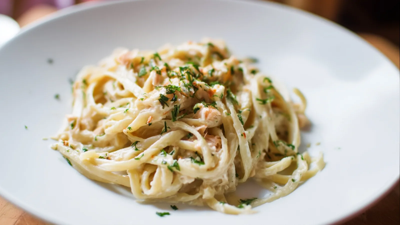 Фото блюда: Нежная паста с краснопёркой в сливочном соусе