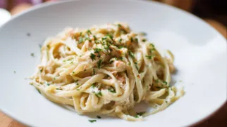 Фото рецепта: Нежная паста с краснопёркой в сливочном соусе