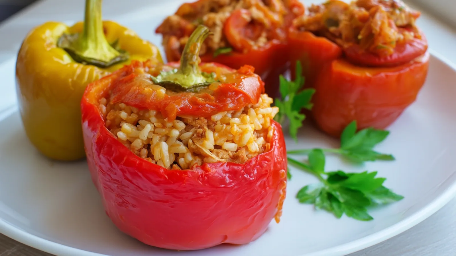 Фото блюда: Фаршированные перцы с сочной начинкой в мультиварке