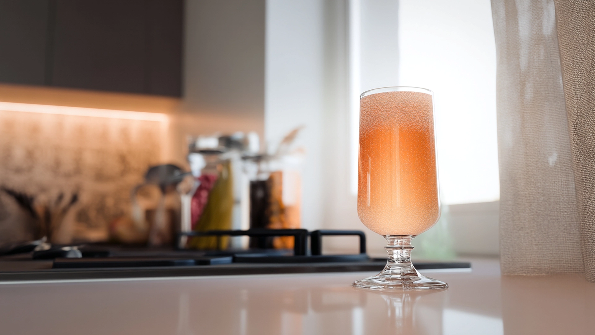 Фото блюда: Нежный персиковый напиток из морского гриба для освежающего дня