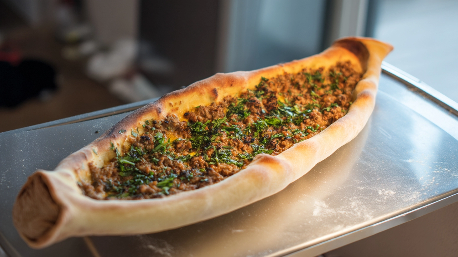 Фото блюда: Сочное пиде с фаршем которое покоряет ароматом