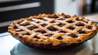 Фото рецепта: Пирог с ежевикой с хрустящей решеткой