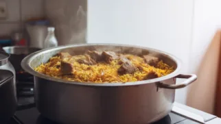 Фото рецепта: Плов с шафраном и бараниной с насыщенным восточным ароматом