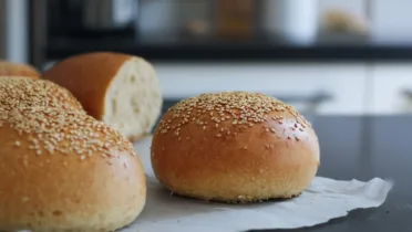 Фото рецепта Пышные булочки на сухих дрожжах для бургеров