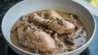 Фото рецепта: Рагу из белых грибов и курицы с нежным соусом