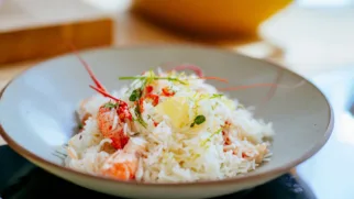 Фото рецепта: Нежные раки с жасминовым рисом и цитрусом