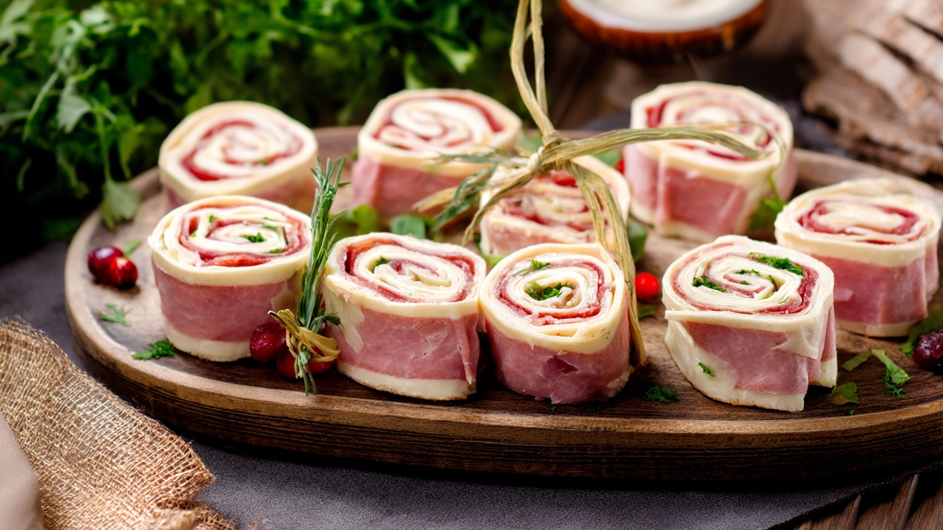 Фото блюда: Рулетики из ветчины с сыром в домашних условиях