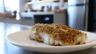 Фото рецепта: Рыба с золотой пистачной корочкой для нежного ужина