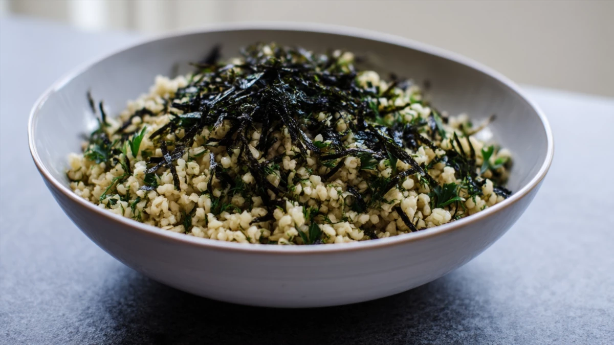 Фото блюда: Салат с булгуром и нори с лимонной свежестью и морским ароматом