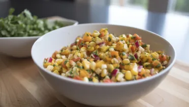 Фото блюда: Яркая сальса из физалиса и кукурузы с насыщенным летним вкусом