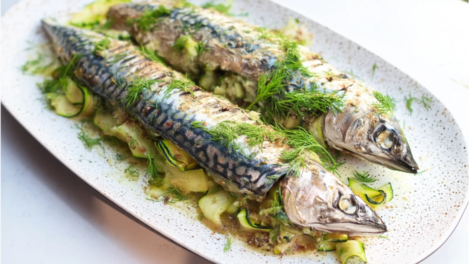 Фото блюда: Скумбрия запеченная с кабачками