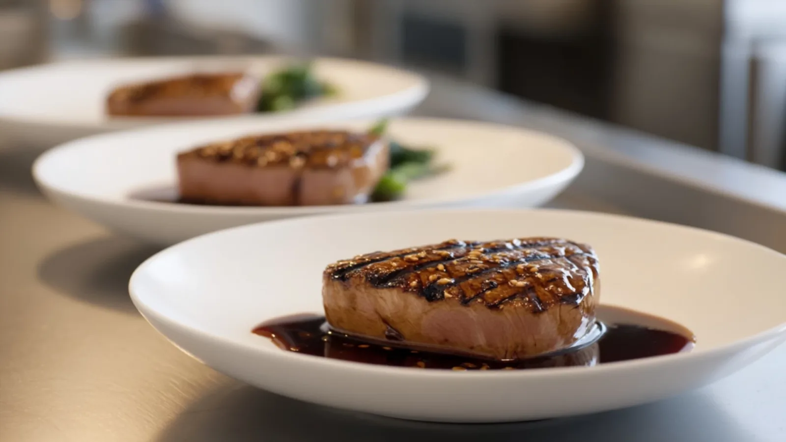 Фото блюда: Стейки тунца в медово-соевом соусе