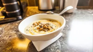 Фото блюда: Суп пюре из шампиньонов с сыром: богатый вкус и аромат