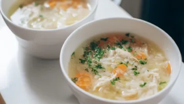 Фото рецепта Нежный рисовый суп с курицей в мультиварке