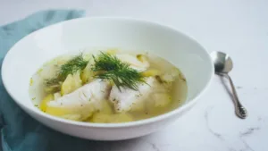 Фото блюда: Суп рыбный с маринованными огурцами с ярким вкусом и нежным филе