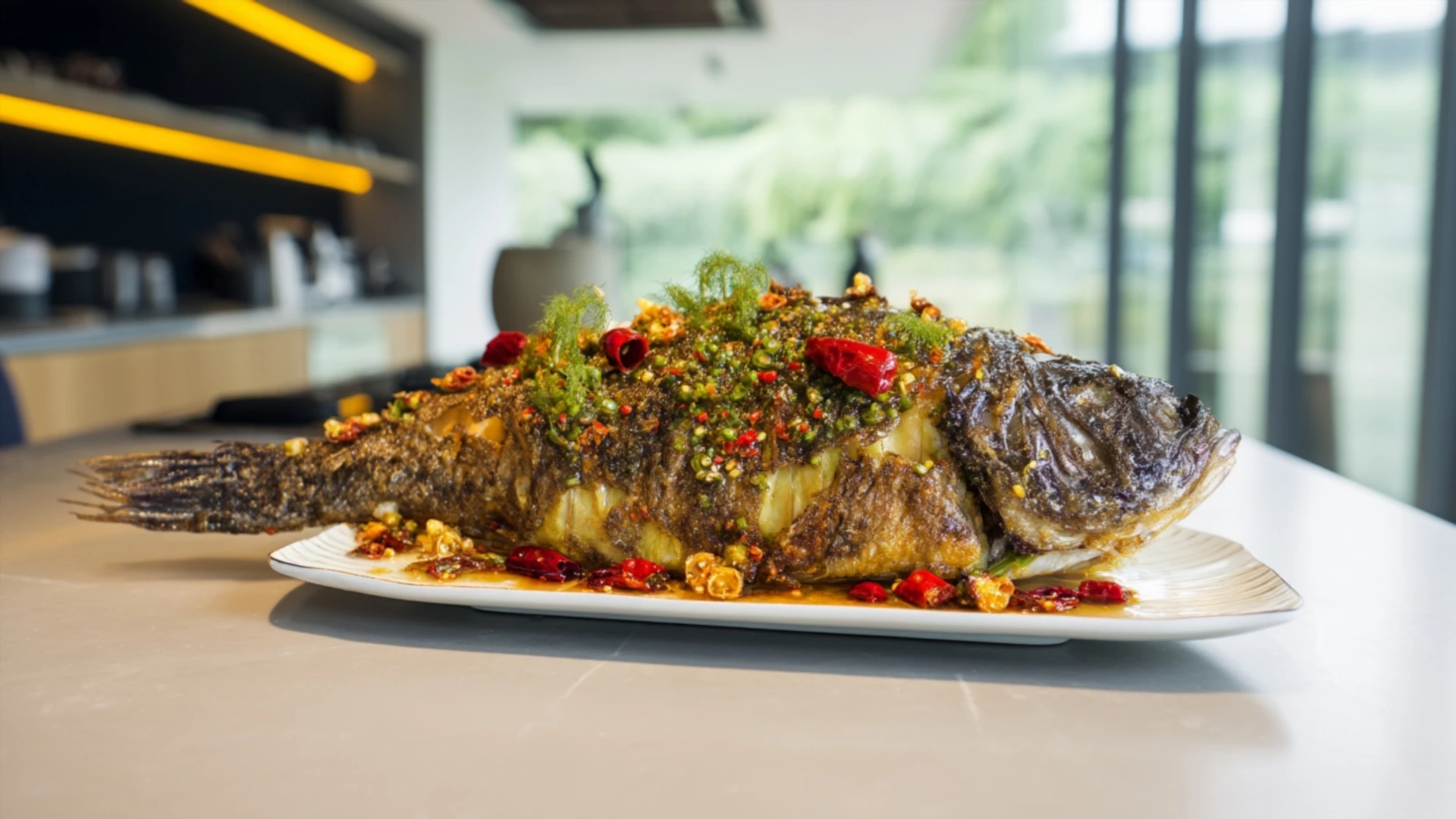 Фото блюда: Нежный тайский сибас в пряном красном карри