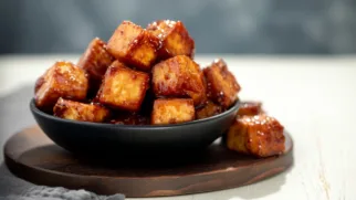 Фото рецепта: Тофу в имбирно-чесночной карамели