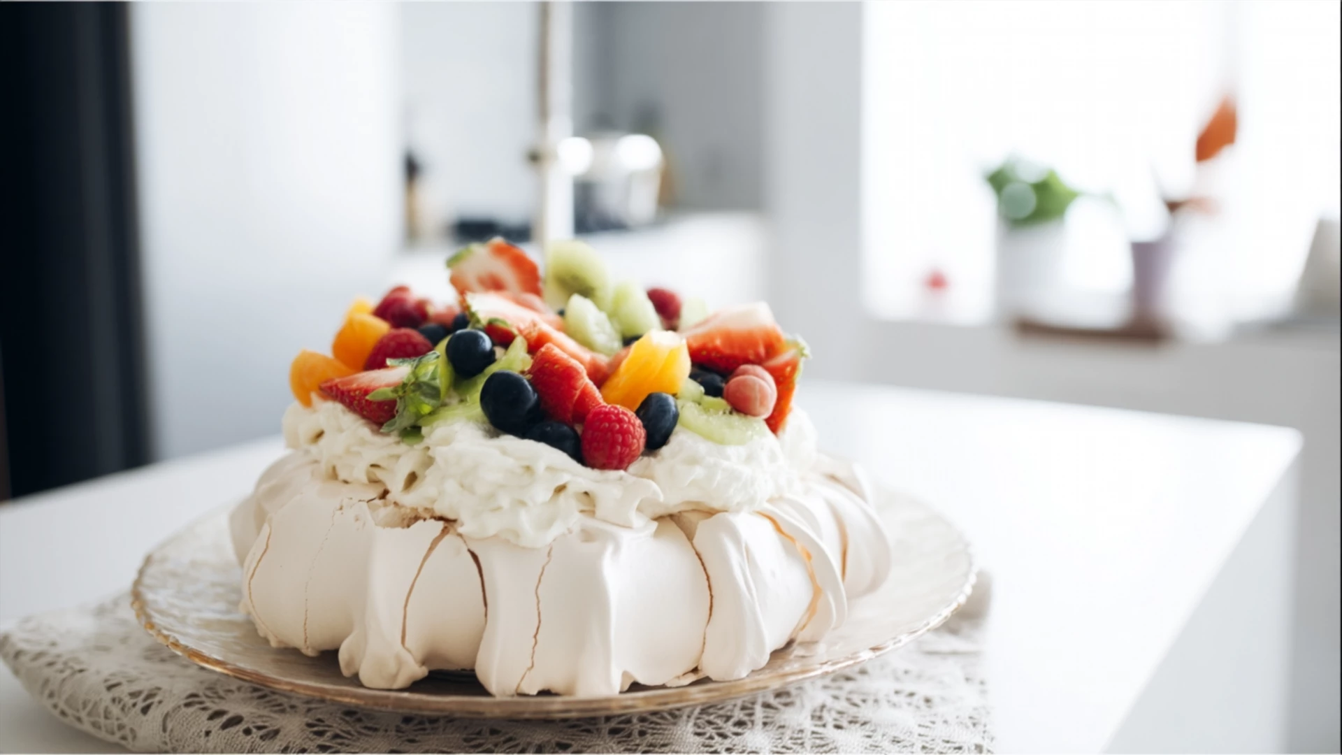 Фото блюда: Нежная Павлова с мягким кремом и яркими фруктами