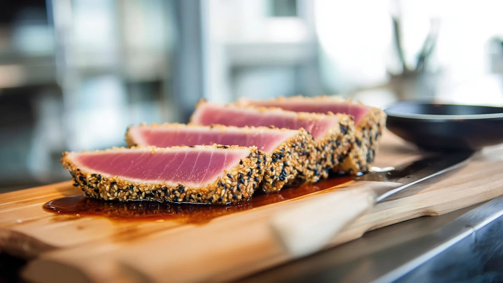 Фото блюда: Тунец в кунжутной корочке с ярким вкусом