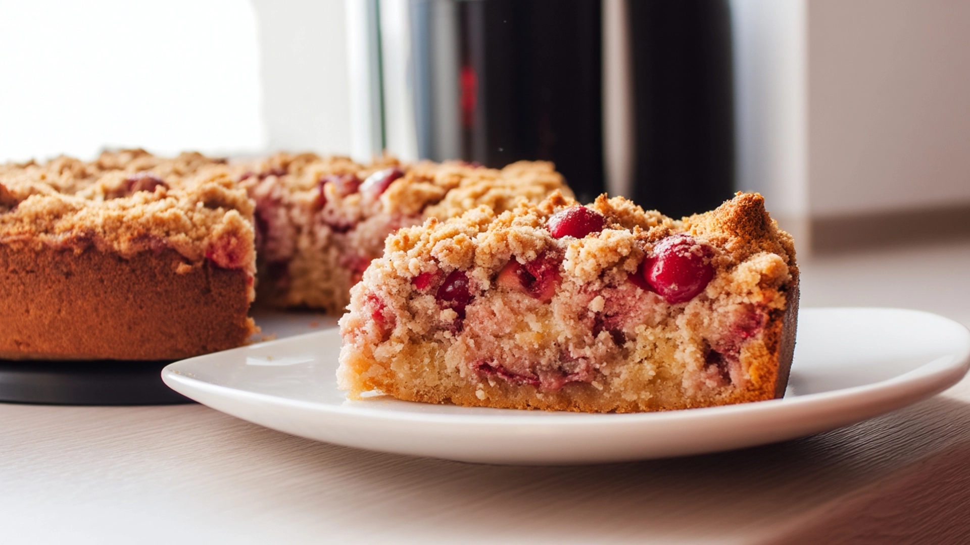 Фото блюда: Сочный вишневый штрейзельный пирог с хрустящей крошкой